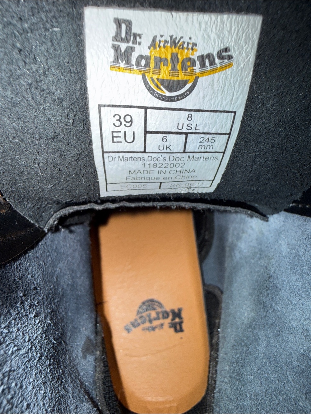 Dr. Martens Black Lace-Up Combat Boots with Yellow Stitching - Picture 7 of 10